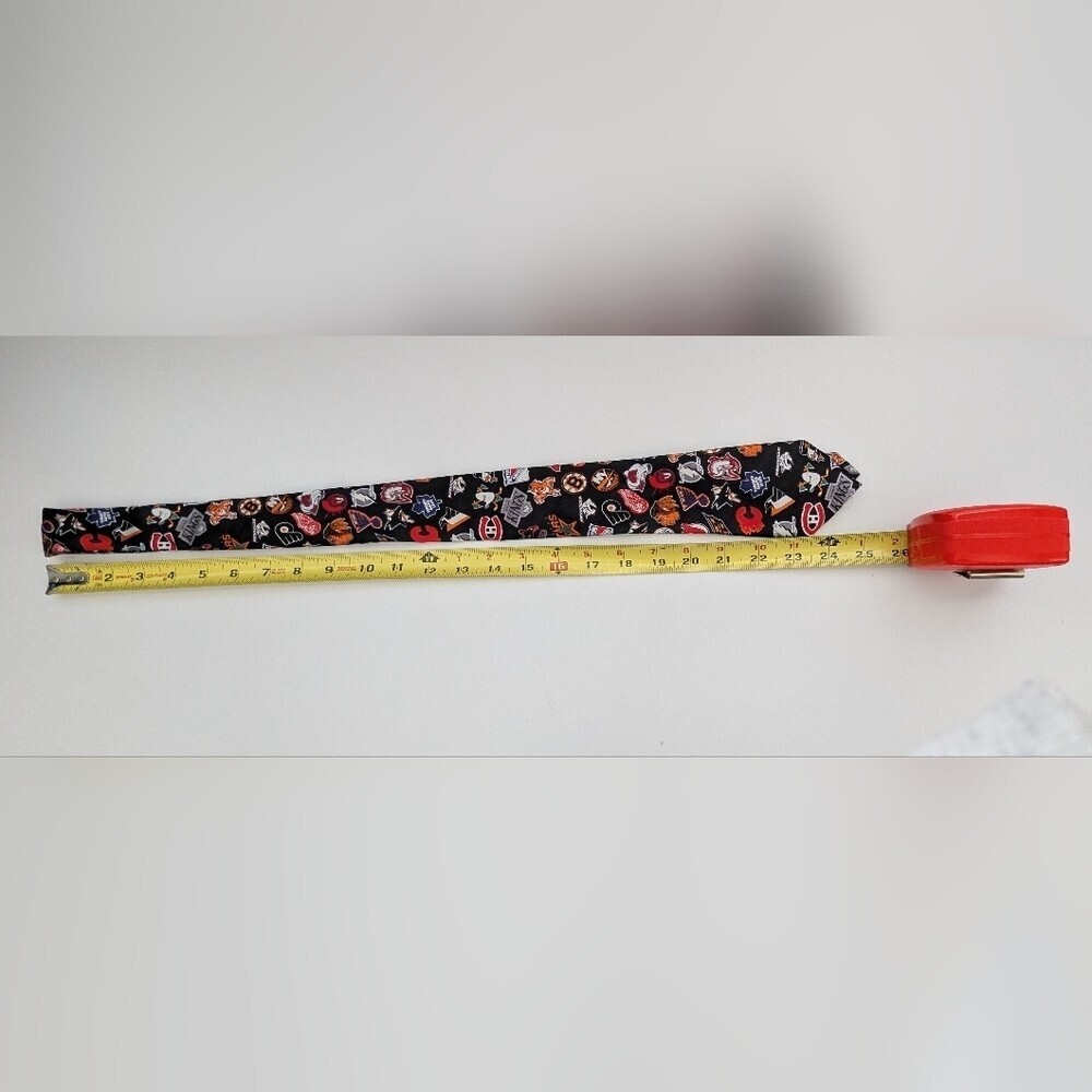 Black Skinny Tie with NHL Team Logos - Picture 3 of 5